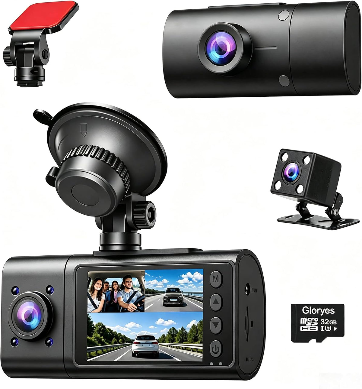 2026 Dash Cam, 3 Channel Dash Cam Front and Rear Inside,Interior Car Camera,24Hr Parking Monitor 1S Recording,2.5K Single Front,Dash Camera for Cars with IR Night Vision,Free 32G Card