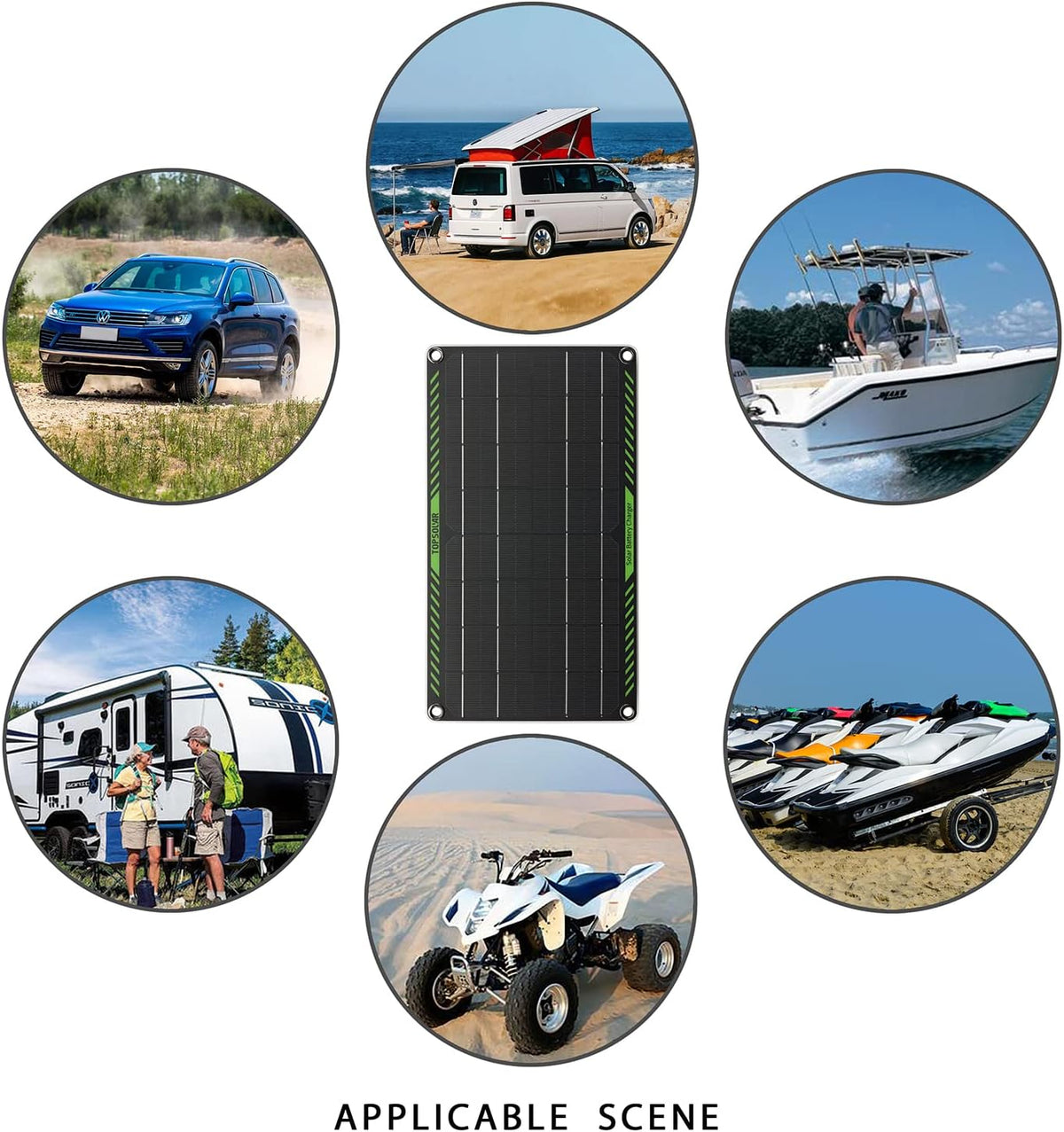 Topsolar 10 Watt 12 Volt Solar Trickle Charger 10W 12V Solar Panel Car Battery Charger Portable Solar Battery Maintainer for Car Motorcycle Boat Marine RV + Cigarette Lighter Plug Alligator Clip