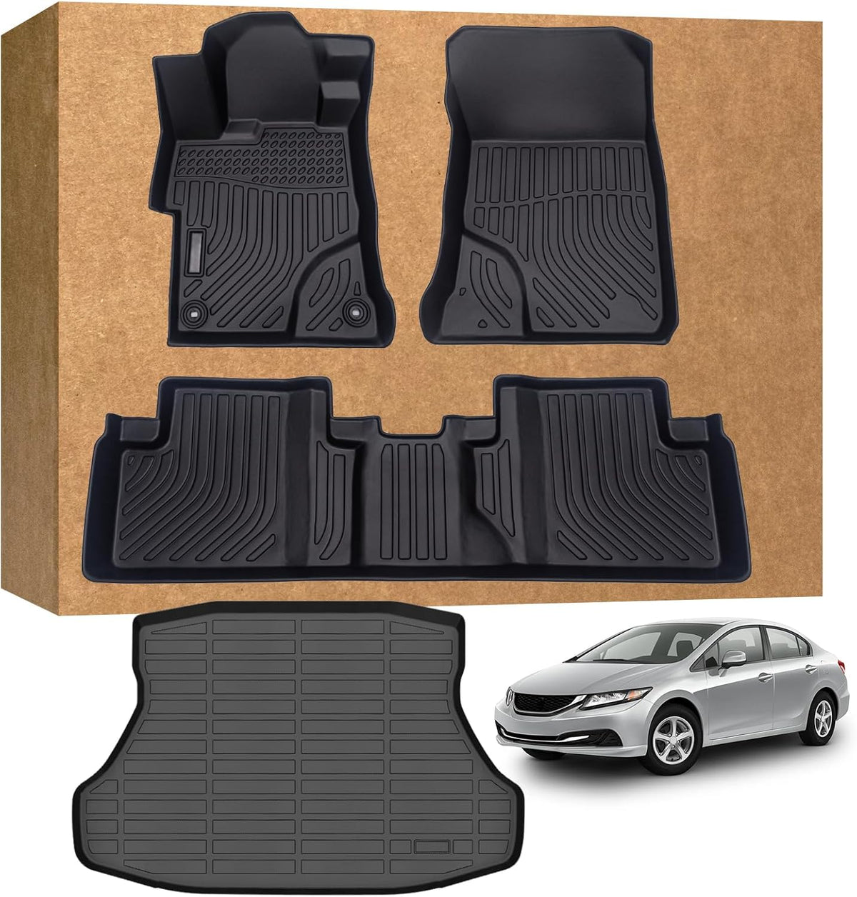 Floor Mats for 2012-2015 Honda Civic & Civic Si Only Sedan (Not for Coupe)