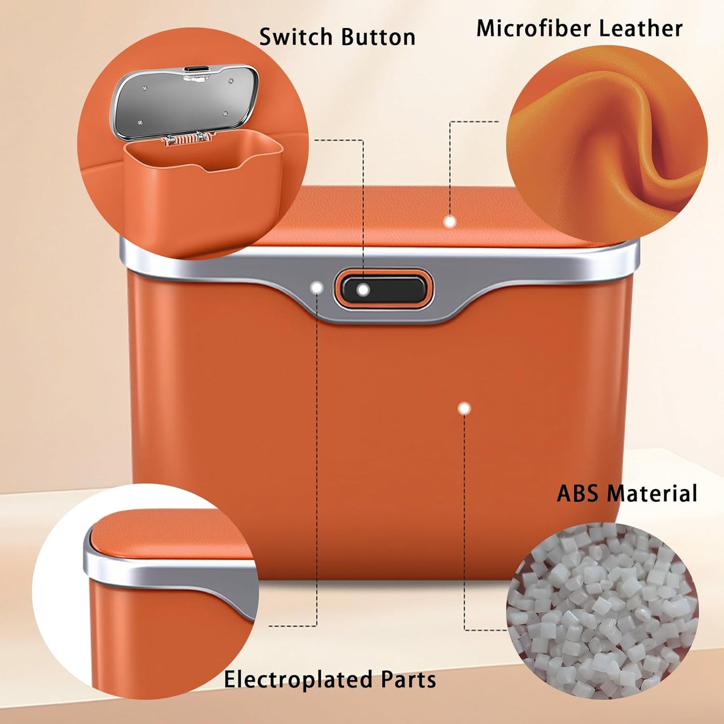 Car Trash Can with Lid, Leakproof Auto Garbage Bin, Waterproof Car Trash Bag Holder with PU Leather Top for Back of Seat/Door, Fit for SUVs, Sedans, Trucks Black
