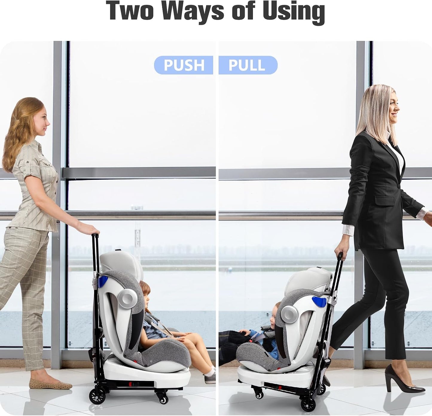 KEDSUM Car Seat Travel Cart, Compact and Lightweight Dolly Cart for Airport, Solid Construction Portable Car Seat Stroller for Airports, Folding Hand Truck Dolly Fit to Infant, Booster