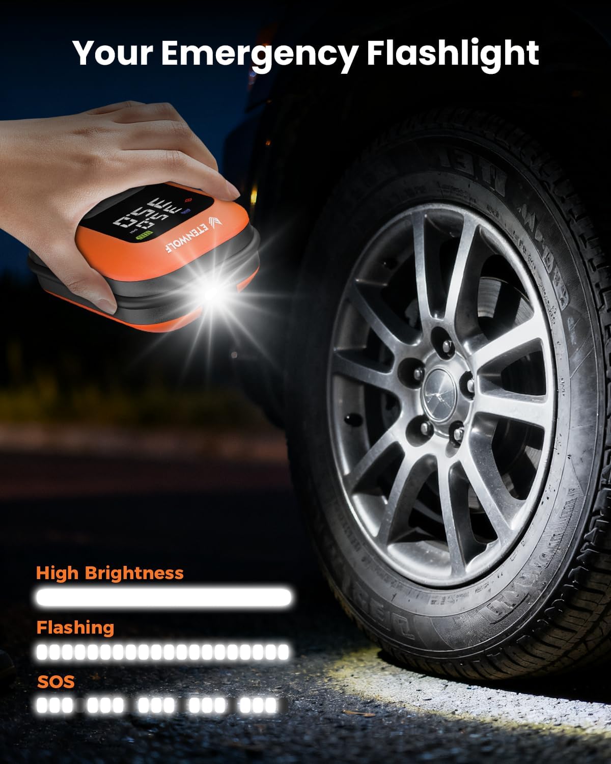 ETENWOLF 2000A Car Battery Jump Starter with 160PSI Air Compressor