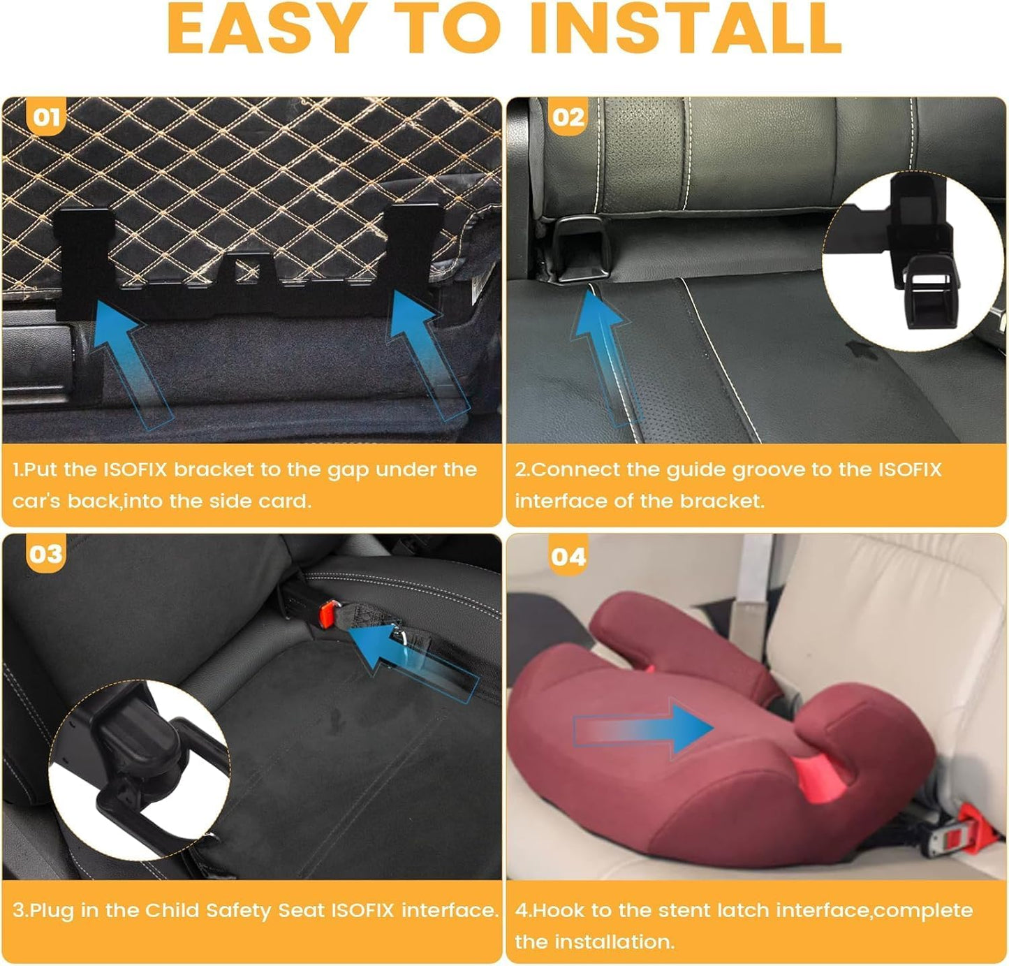 Car Seat Latch Anchor Kit - Converts Older Cars to ISOFIX Compatibility Interface， Safety Car Seat Adapter Tether Bracket Mount for Vehicles Heavy-Duty Steel Easy Install (Check Size Before Buy)