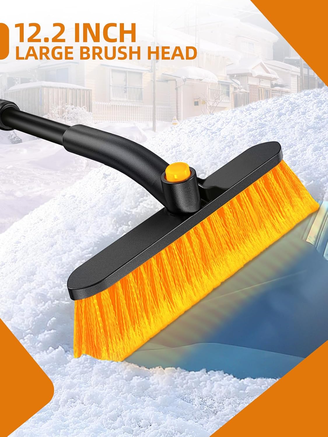 44 Inch Ice Scraper Snow Brush and Ice Scraper for Car Windshield,Extendable Snow Scraper and Brush with Comfortable Foam Grip for Truck Vehicle Automobile Snow Removal