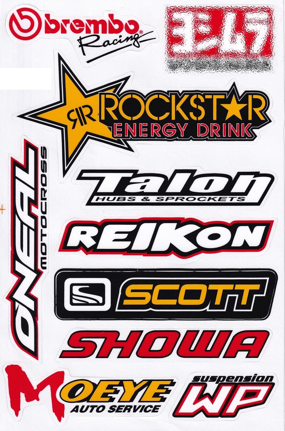 Set of 6 Multicolor Racing Stickers by Biker for Car, Metal, Plastic, Glass, Vinyl, Waterproof, Rectangular, Outdoor, Motorsports