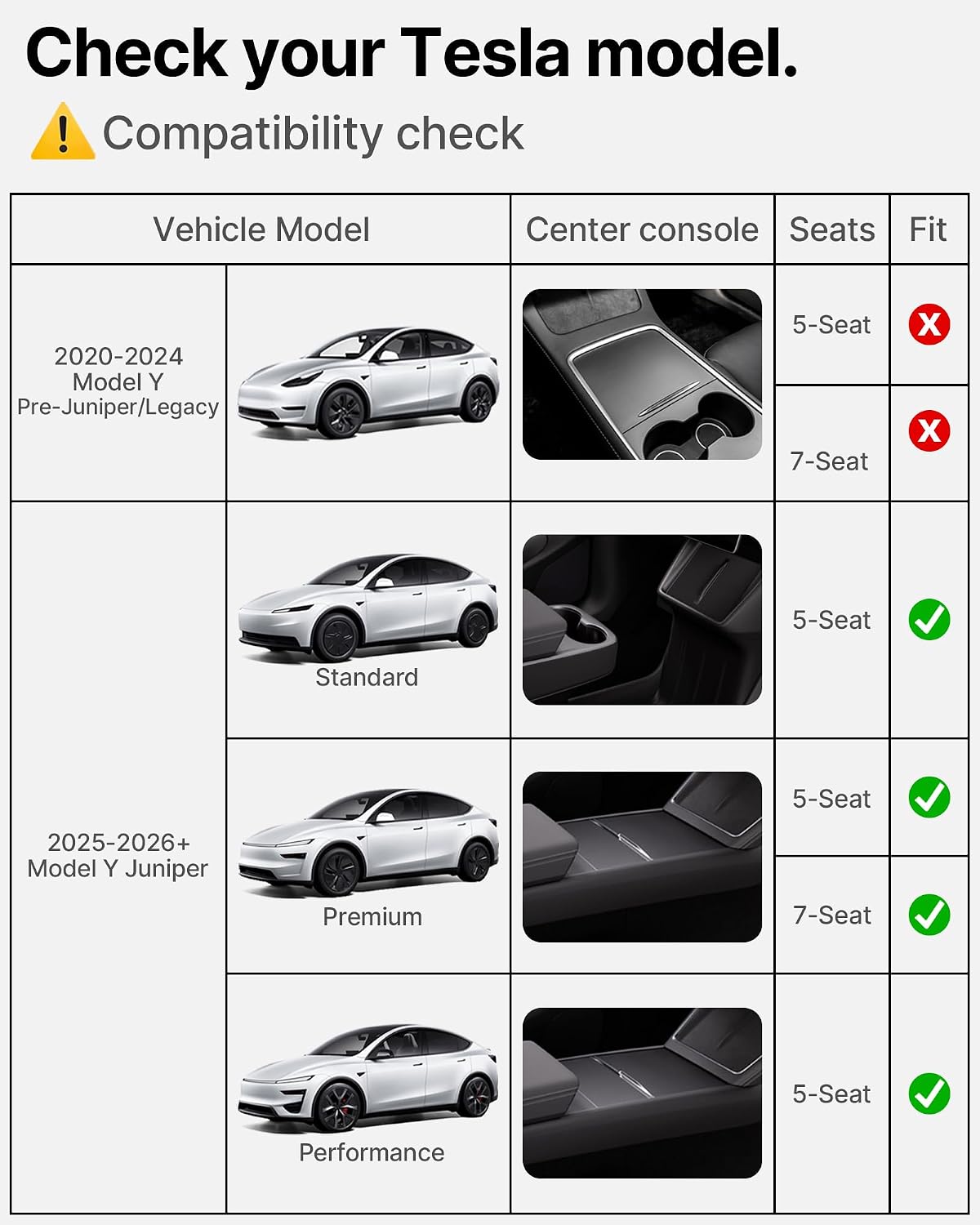 4-Pc Door Pocket Organizer for 2025-2026 Tesla Model Y Juniper