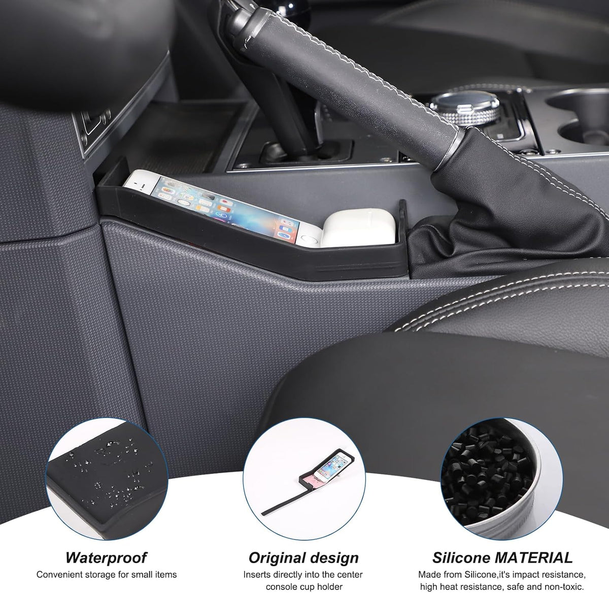 Center Console Organizer Compatible with INEOS Grenadier 2020-2024, Handbrake Storage Organizer ABS Material Insert Tray Accessories (Black)