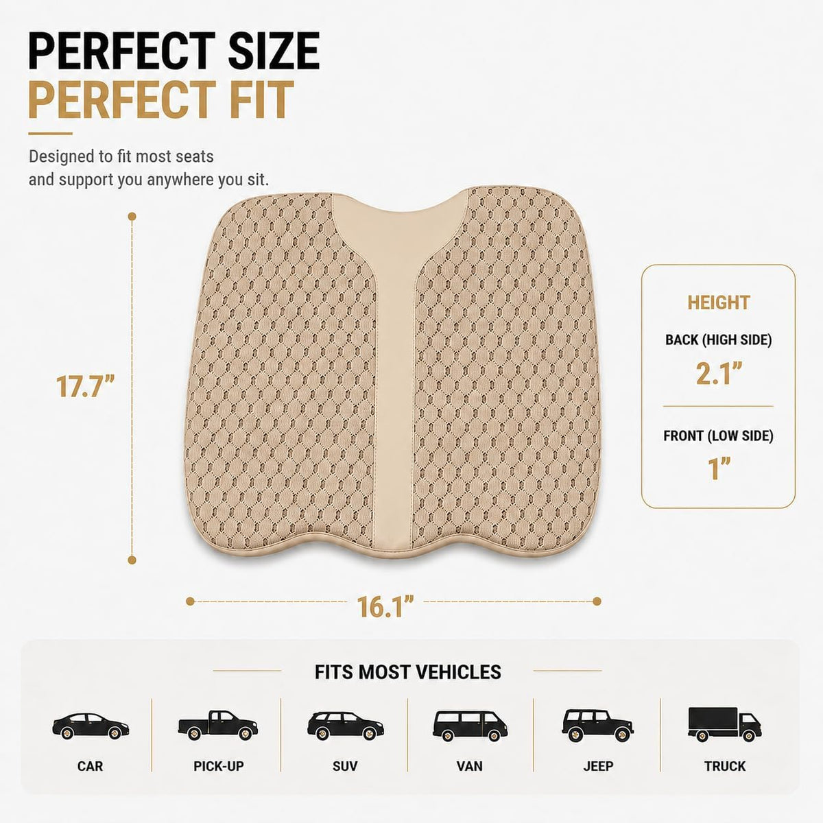 Car Seat Cushion, Ergonomic Memory Foam for Comfortable Driving