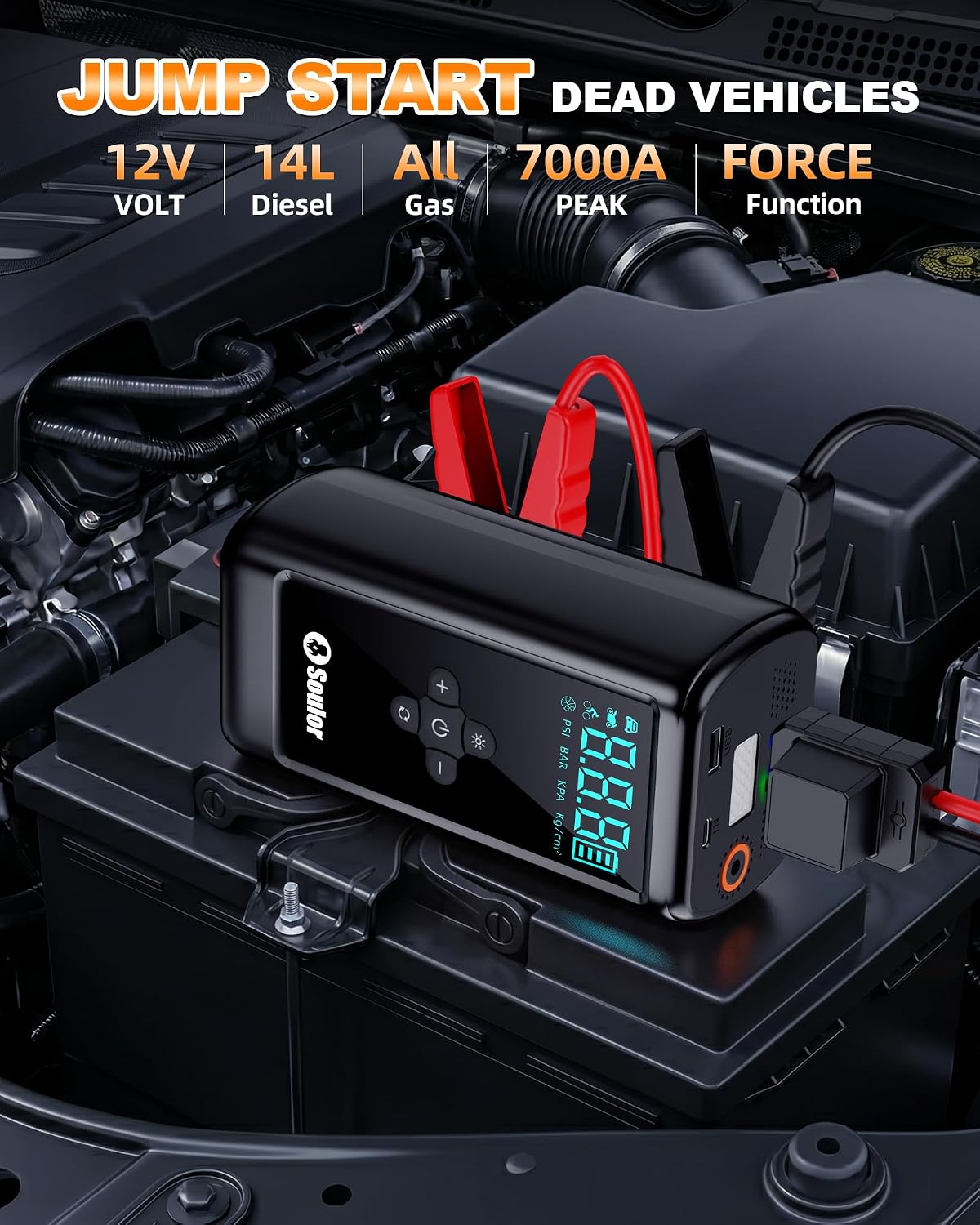 7000A Jump Starter with Air Compressor Car Jumper Starter Portable