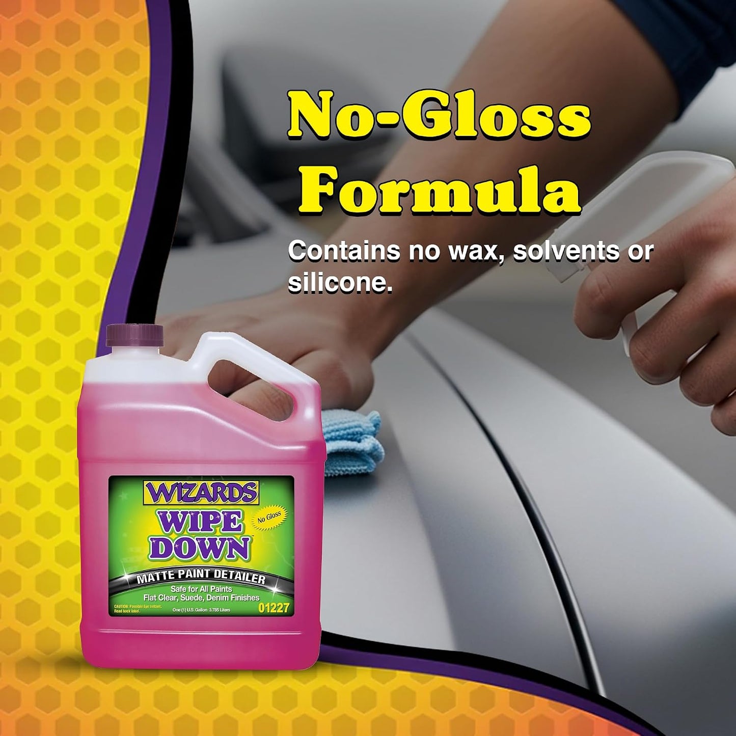 Wizards - Wipe Down Quick Detailer Spray, Matte Finish Car Polish, Automotive Clear Coat for Flat Clear, Suede, Denim Finishes, Car Care Kit Essential for General Finishes, 1 Gallon