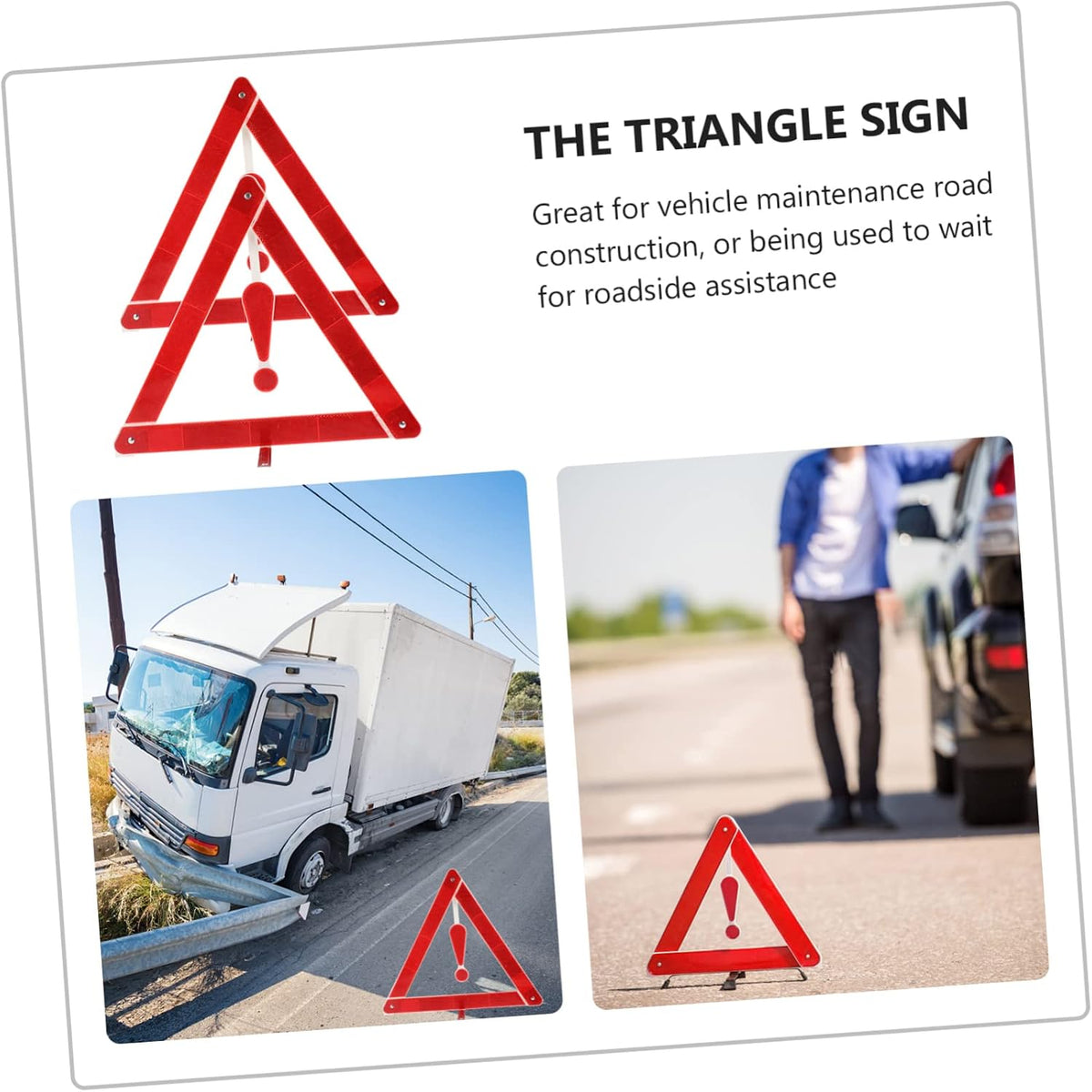 2Pcs Car Warning Triangle Sign Portable Plastic Safety Tripod