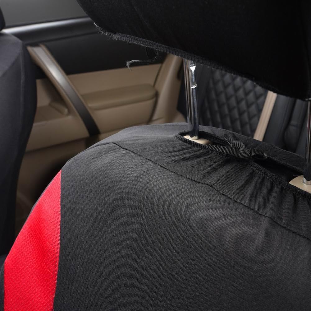 Flying Banner Car Seat Covers Front Set Breathable Mesh Seat Protector Fabric Polyester Cover Easy Installation SUV CAR Woman Lady Femal (Front Set, Black Red)