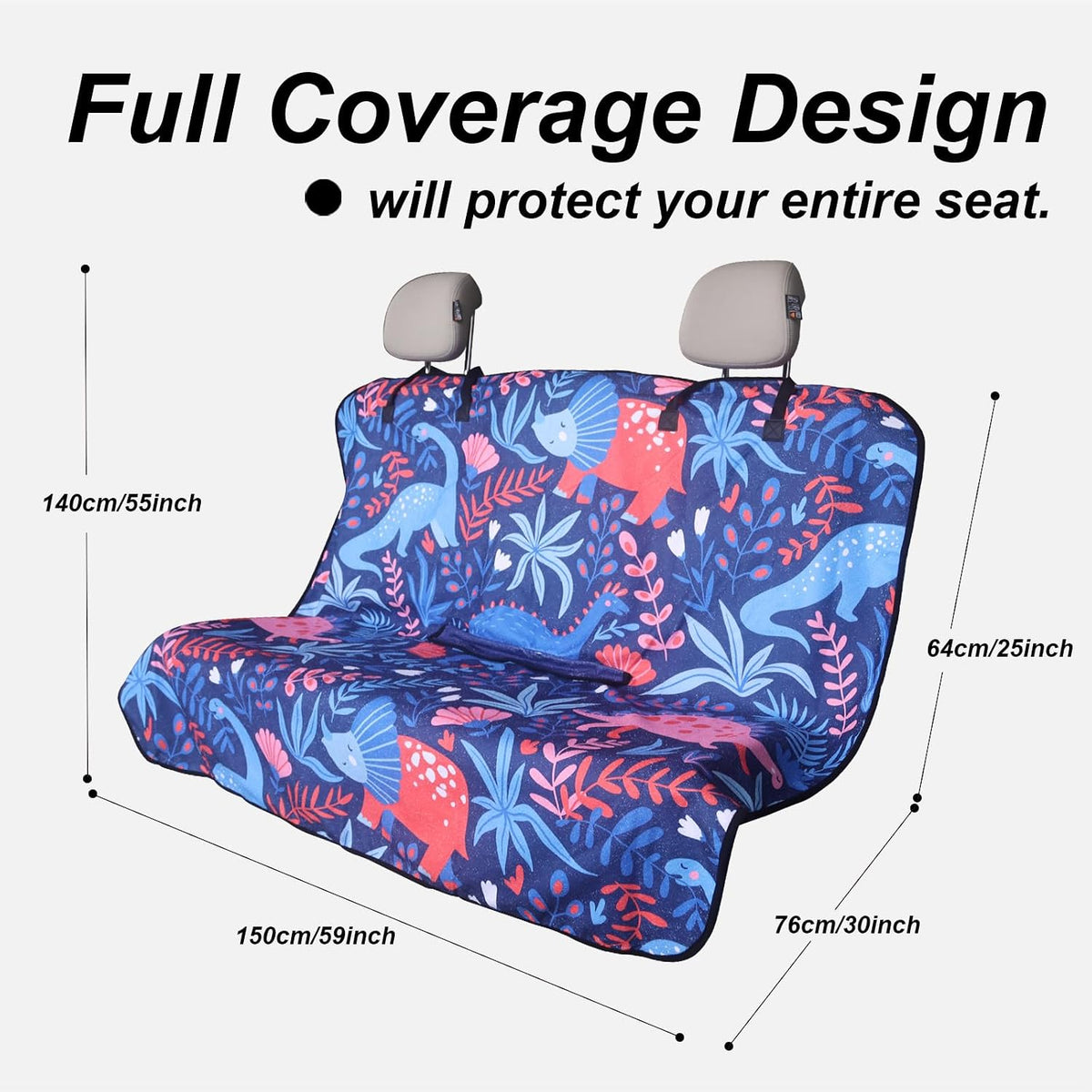 Sweat Towel Car Seat Cover Protector Front Seats for Gym Workout, Running, Swimming, Beach and Hiking, Waterproof Universal Seat Cover for Car, Trucks, Van & SUV (1, Dinosaur, Rear Seat)