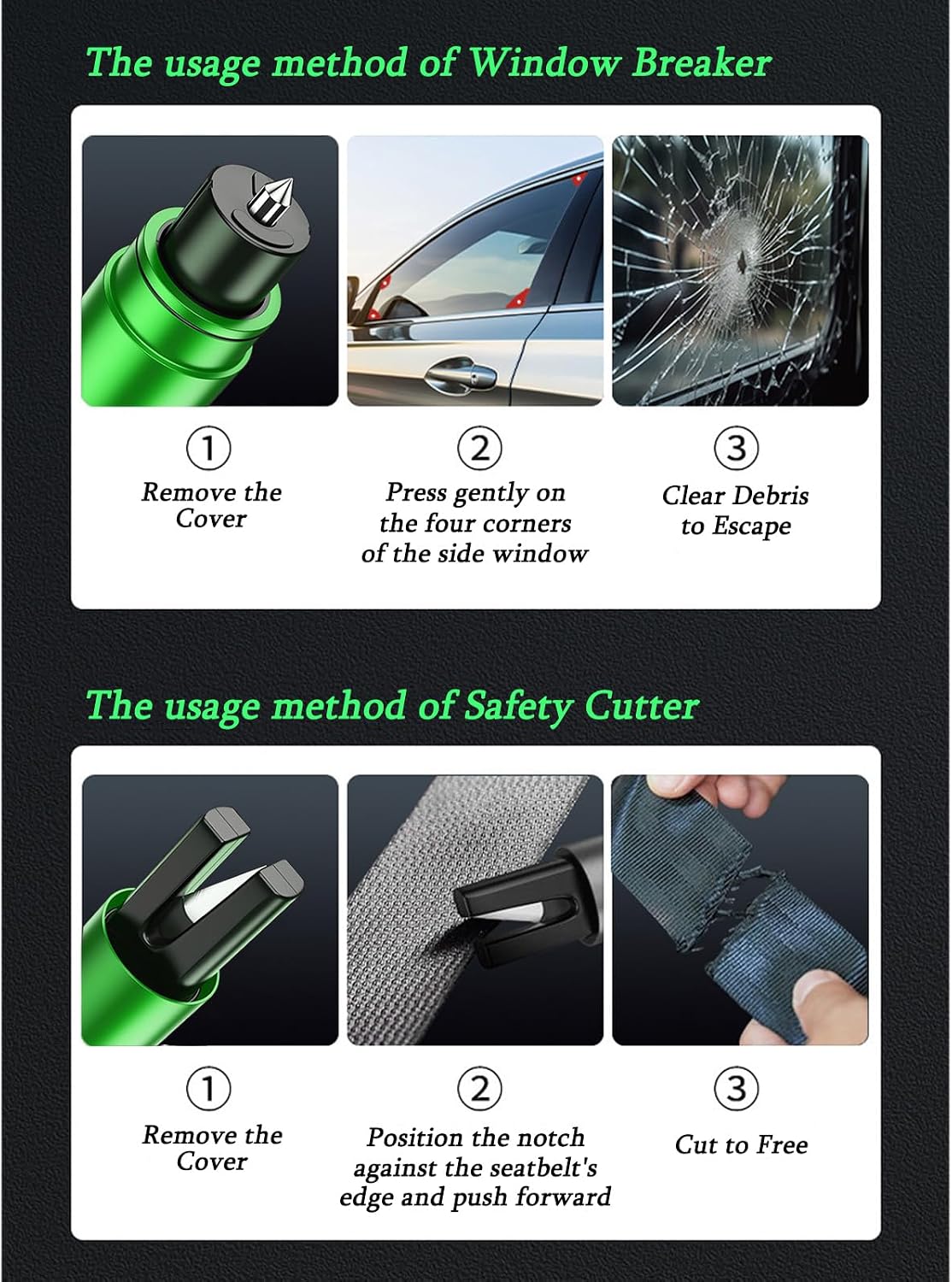 Hammer Car Escape Tool and Seatbelt Cutter, Car Glass Breaker Tool