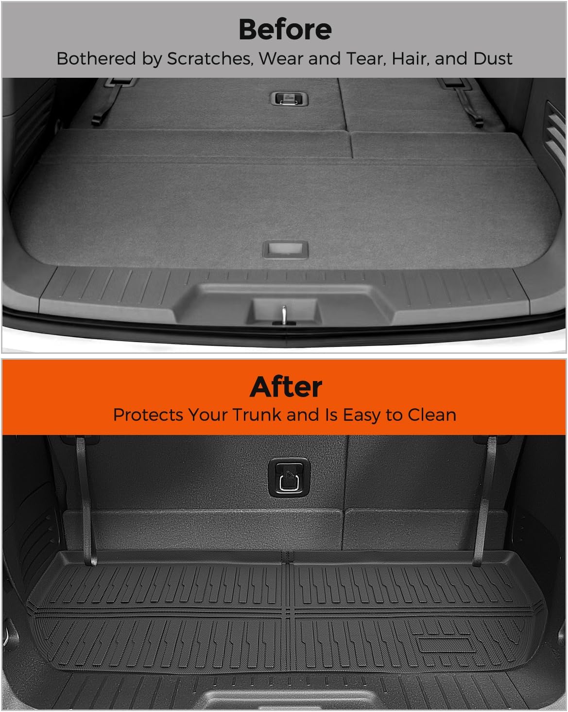 Car Floor Mats for Traverse Enclave: 2009-2017(Only with 2nd Row Bucket Seats) Cargo Trunk Liner, All Weather Rubber Accessories Tapetes Para Custom Fit for Chevy Traverse for Buick Enclave SUV Carpet