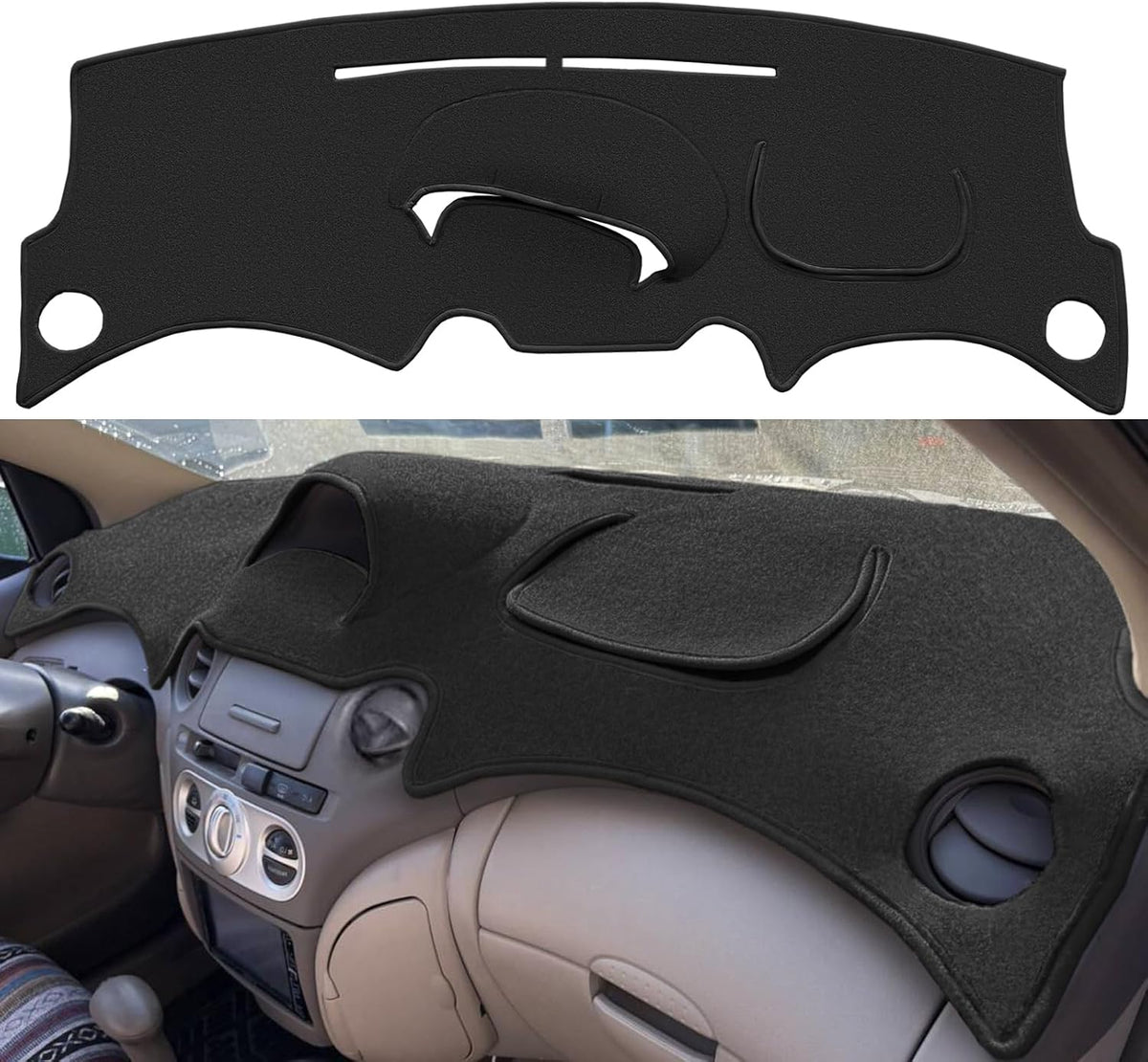 Dash Cover Mat Custom Fit for Toyota Echo (Black) K383