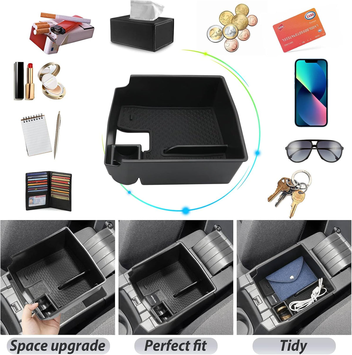 SKTU for 2022-2027 Toyota Corolla Center Console Organizer w/Coin Holder