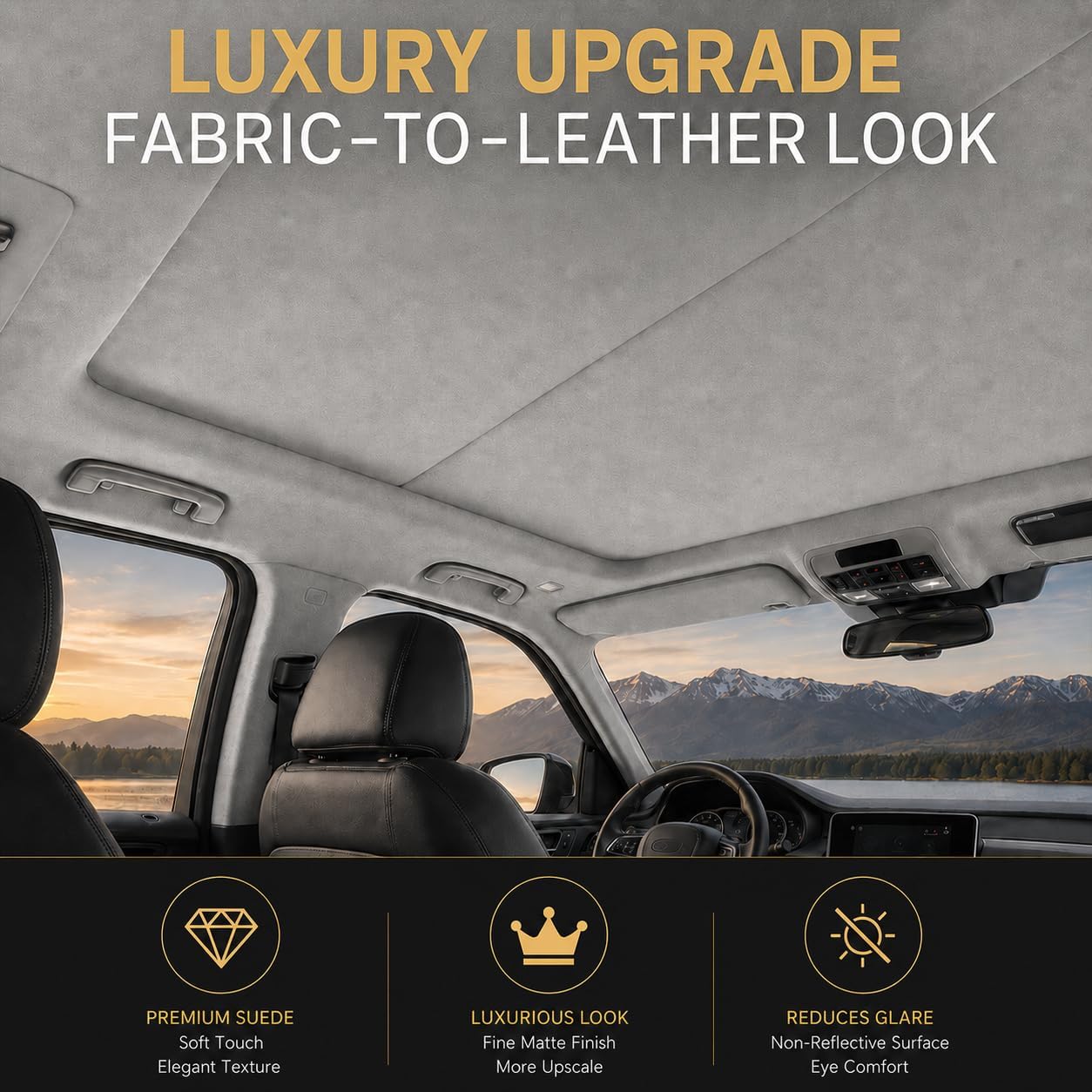 Auto Suede Headliner Fabric Material with Foam Backing, 36" x 60" | 5+ Yr Lifespan & 3-6 dB Noise Cut, Automotive Roof Liner Replacement for Cars, Trucks, SUVs, RVs, Boats, DIY Upholstery