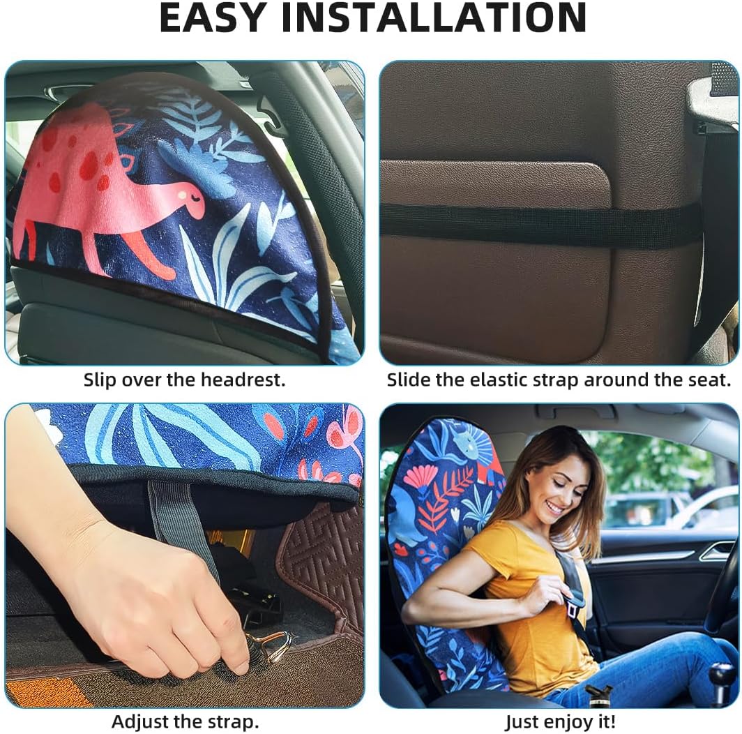 Waterproof Sweating Car Seat Cover for Post Gym Workout, Running, Swimming, Beach and Hiking, Universal Fit Non-Slip Bucket Seat Protector for Cars SUV Trucks, Machine Washable (Dinosaur)