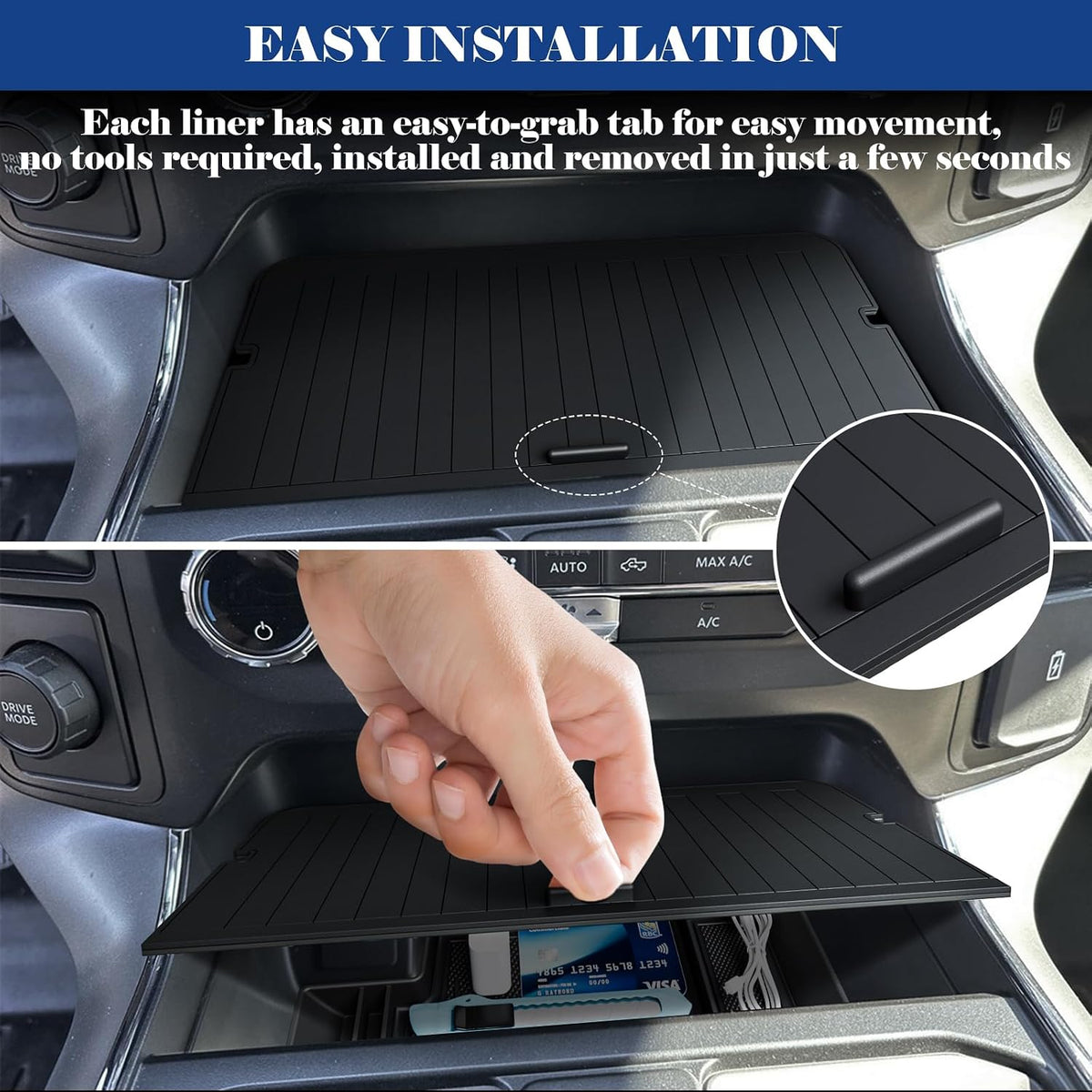 Center Console Compartment Cover Organizer for 2021-2026 Ford F150, 2PCS