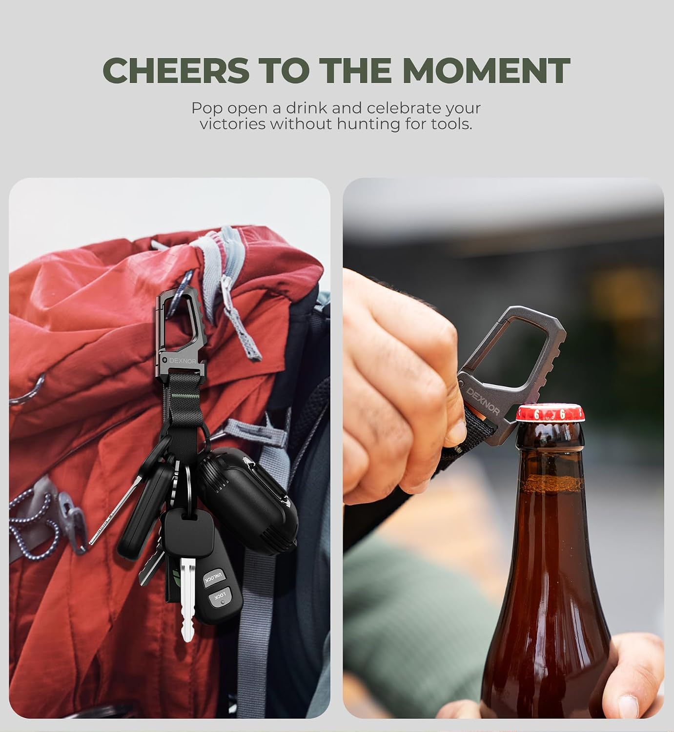 Dexnor Heavy Duty Carabiner Lanyard Keychain Strap for Keys and Everyday Carry Items, Bottle Opener Carabiner Clip Key Chain Keyring with Wrist Lanyard for Car Key Fob Organizer