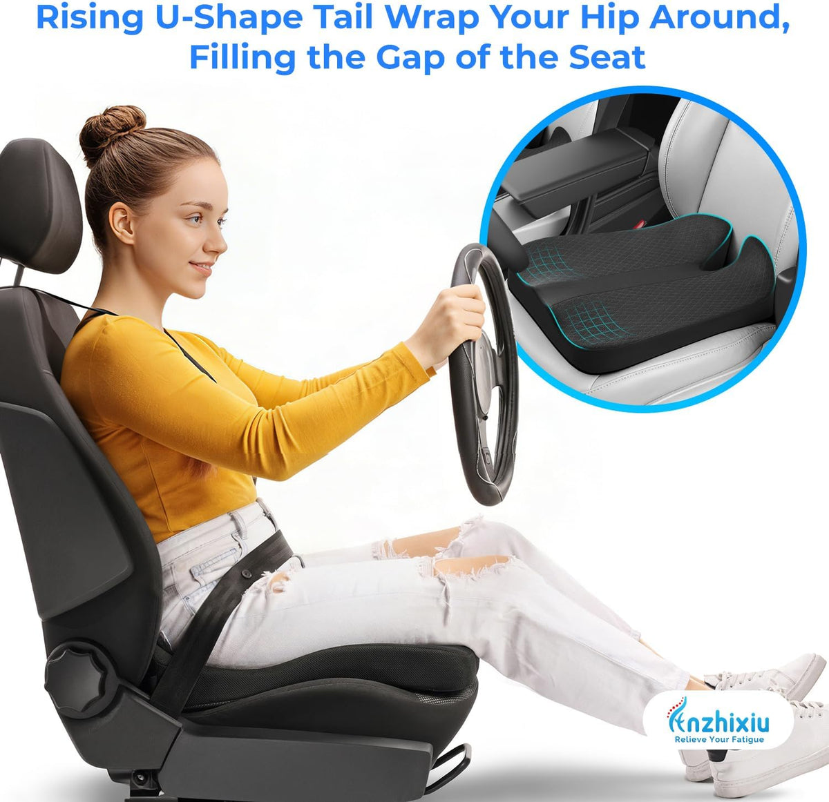 anzhixiu Elevated Car Seat Cushion for Improved View- Black