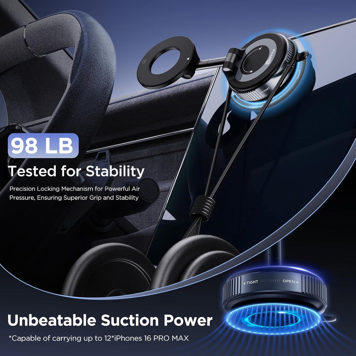 MSXTTLY Vacuum Magnetic Phone Holder, Suction Cup Phone Mount for Your Car