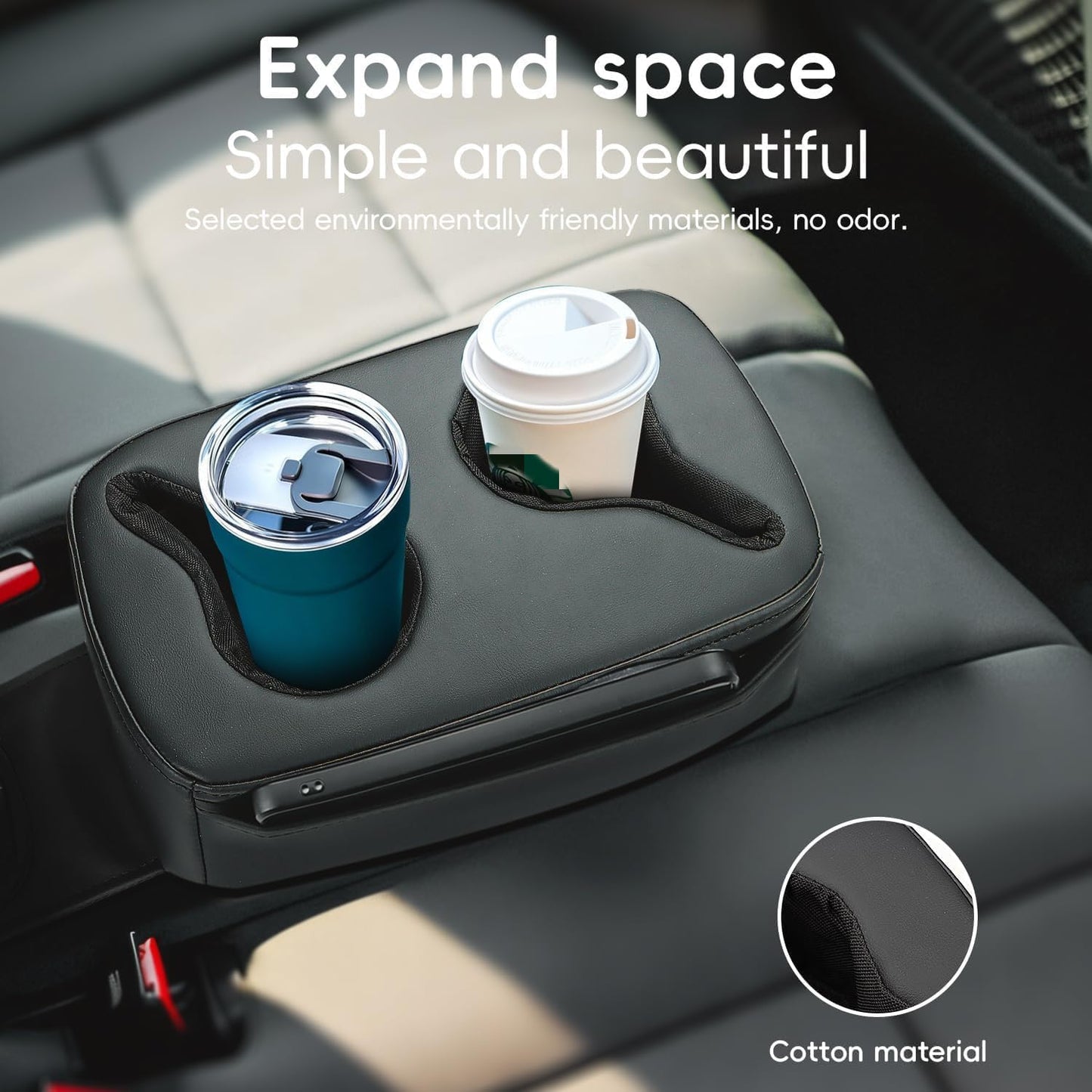 MARCHFA Automotive Cup Holders Tray Car Drink Holder SUV Back Seat Organizer Accessories Couch Cup Holder Tray Pillow Small (Reverse Direction Cup Holder)