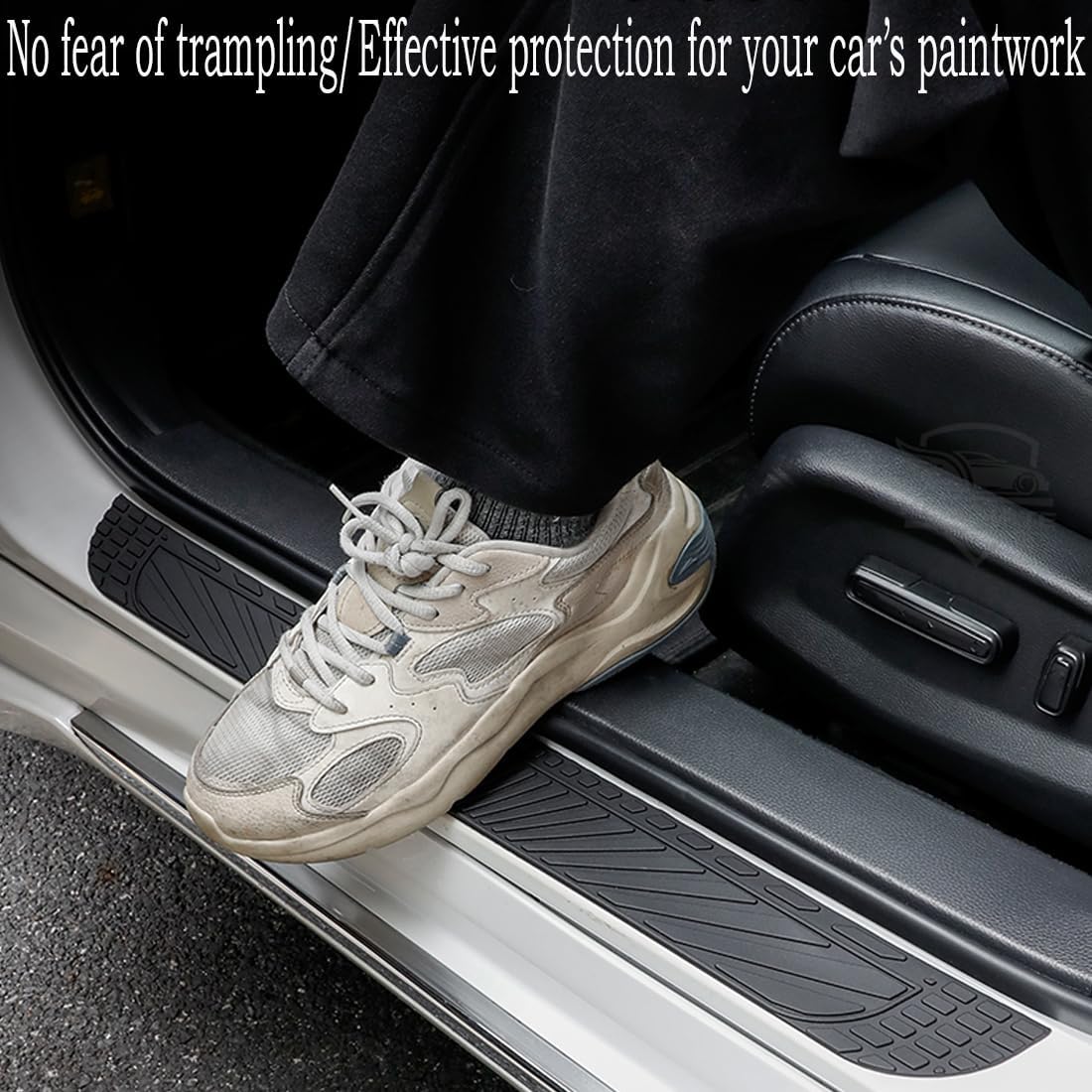Car Door Sill Protector,Waterproof Threshold Trim,Anti-Scratch Rubber Car Door Protector Edge Guards for Door Steps,Door Sill Protector Stickers for Sedans and SUVs(Black,4PCS)