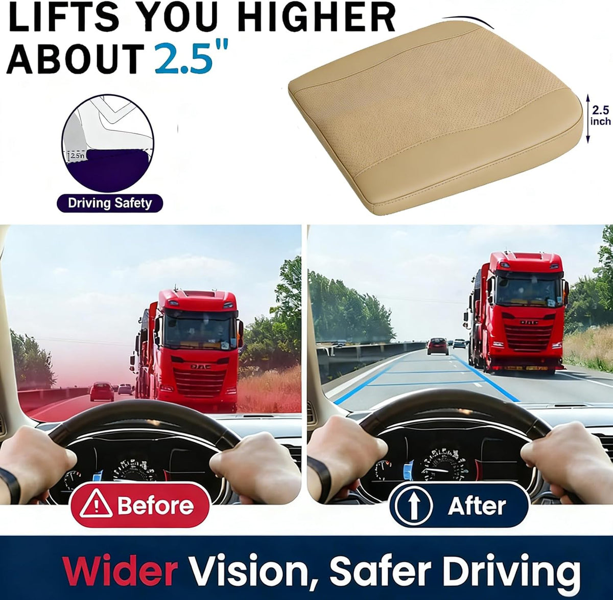 Comfort Memory Foam Car Seat Cushions For Driving,Beige Booster Cushion Pad