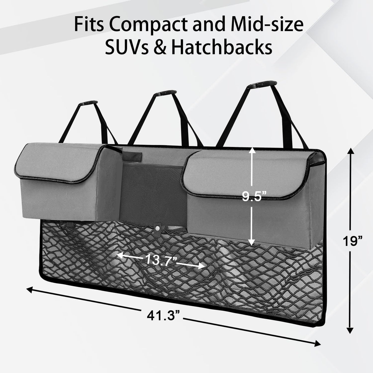 Deluxe Trunk Organizer, Grey, Compact & Mid Size SUV