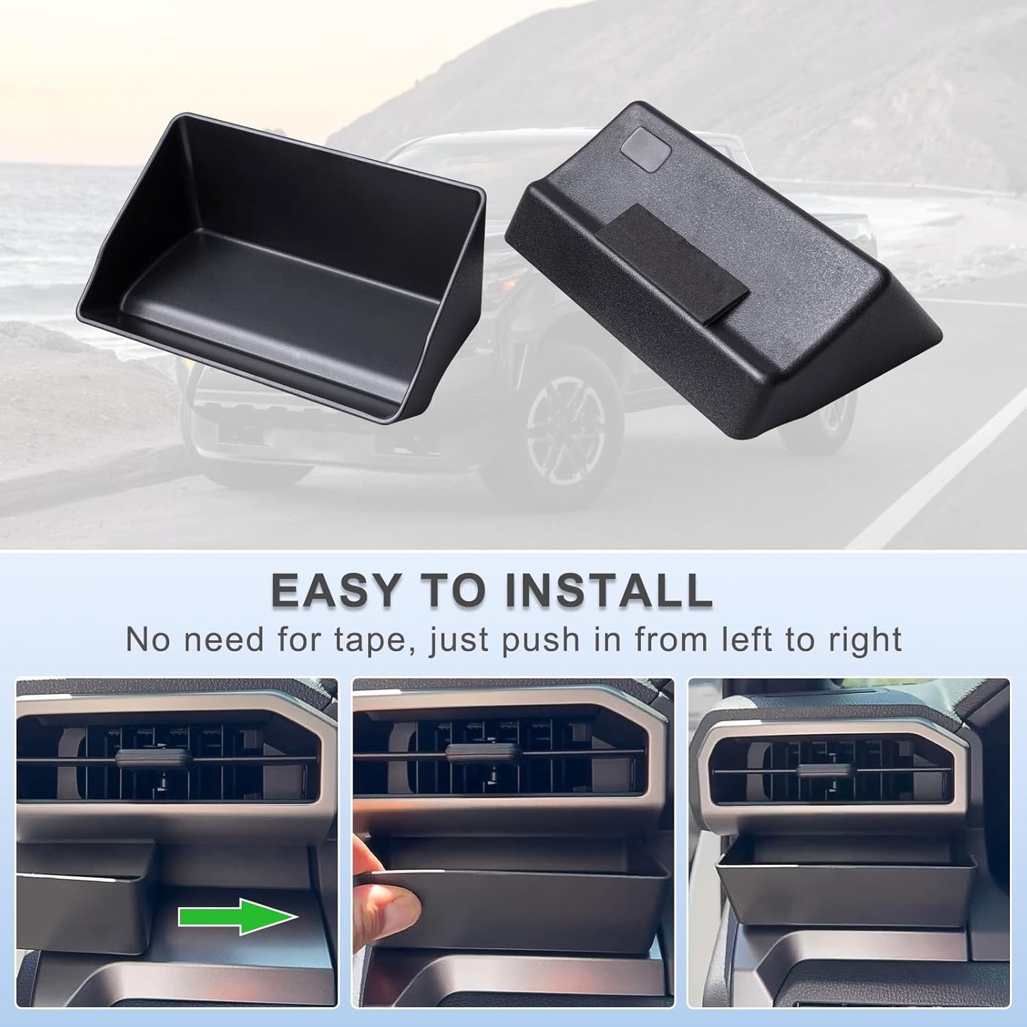 Driver's Air Vent Storage Tray Compatible with 2024 2025 2026 Toyota Tacoma and 2025 2026 Toyota 4Runner Accessories Driver's Side Extra Storage Organizer for Key Coin Card (Upgrade, No need for tape)