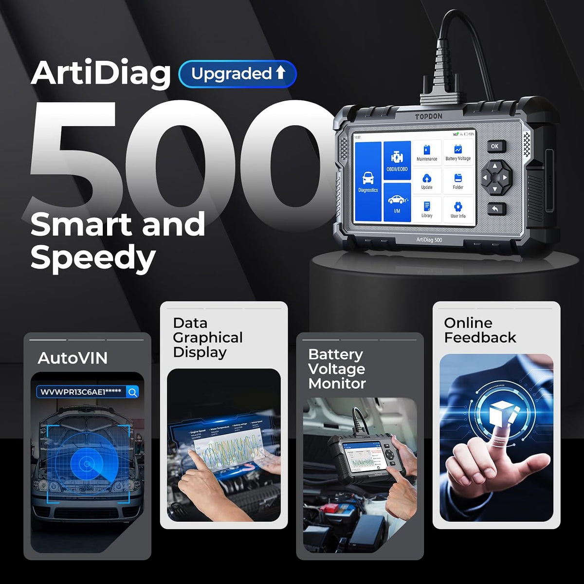 TOPDON AD500 Car Diagnostic Scanner, Engine ABS SRS Transmission Scan Tool