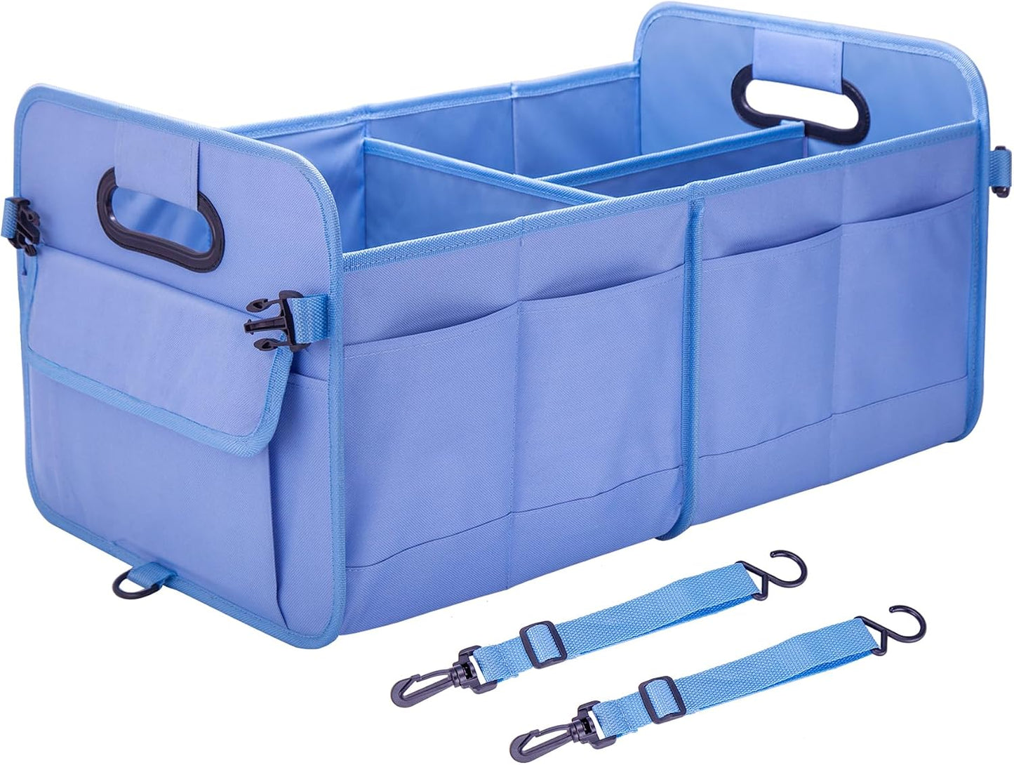 titiyiof Trunk Organizer For Suv & Sedan,Car Organizers and Storage, Waterproof Collapsible & Adjustable Straps,70L Sturdy Car Organization for Car Accessories, Tools,Sundries,2-3Compartment（Blue