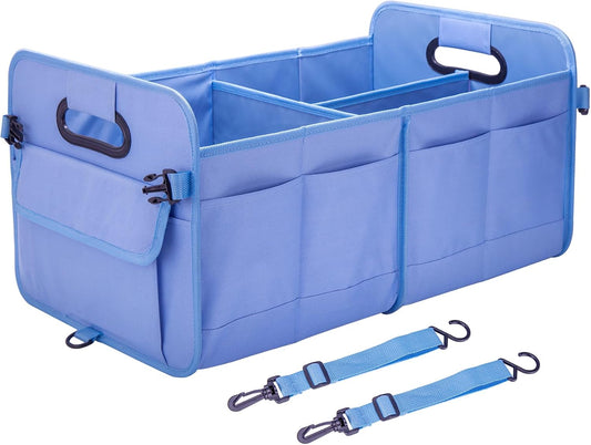 titiyiof Trunk Organizer For Suv & Sedan,Car Organizers and Storage, Waterproof Collapsible & Adjustable Straps,70L Sturdy Car Organization for Car Accessories, Tools,Sundries,2-3Compartment（Blue