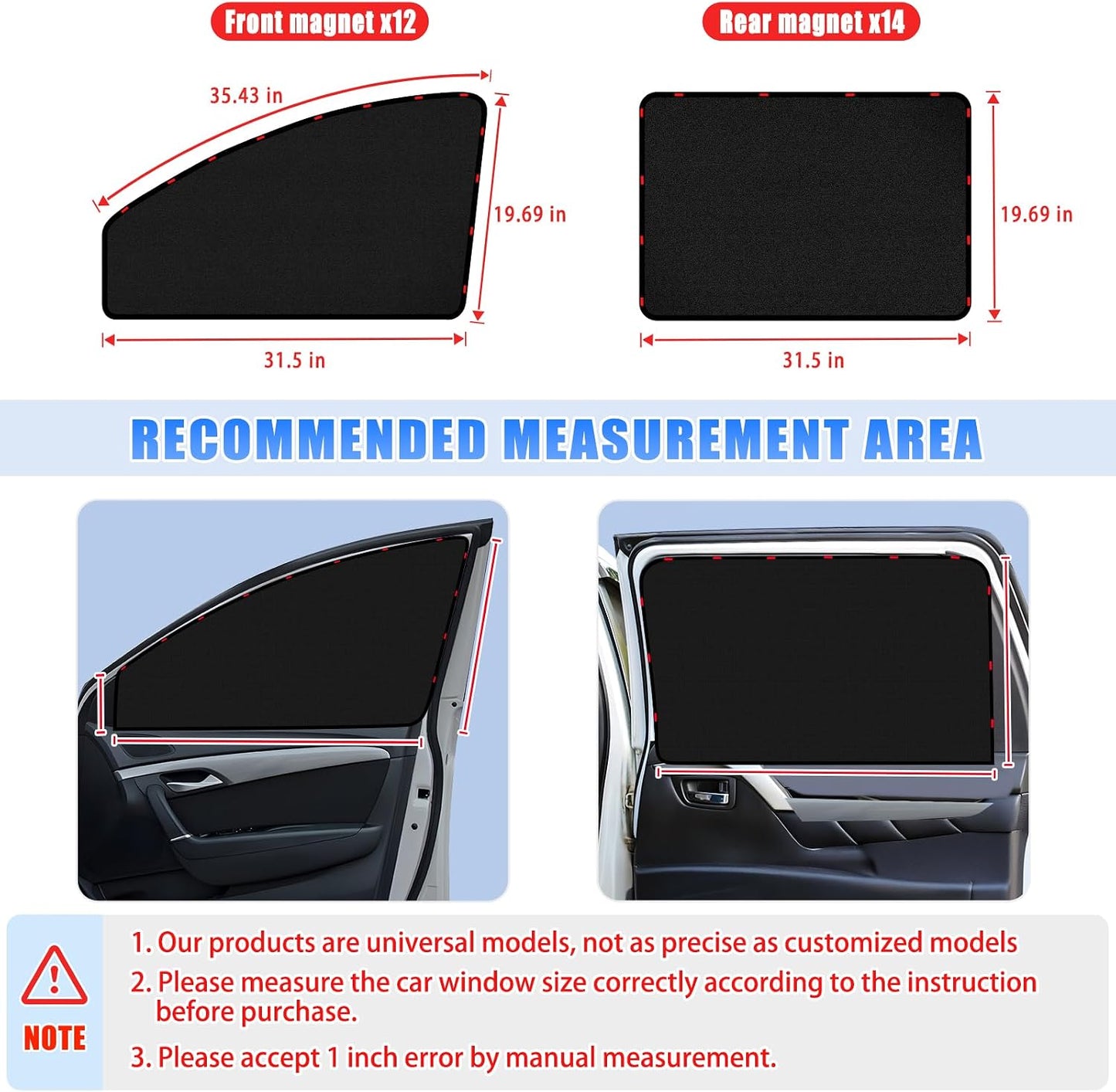 ZATOOTO Suede Car Window Shades 4PCS - Car Window Covers for Ultimate Privacy, UV Protection, and Heat Insulation, Side Window Sun Shade Perfect for Camping, Travel, Baby Safety, and Daily Use