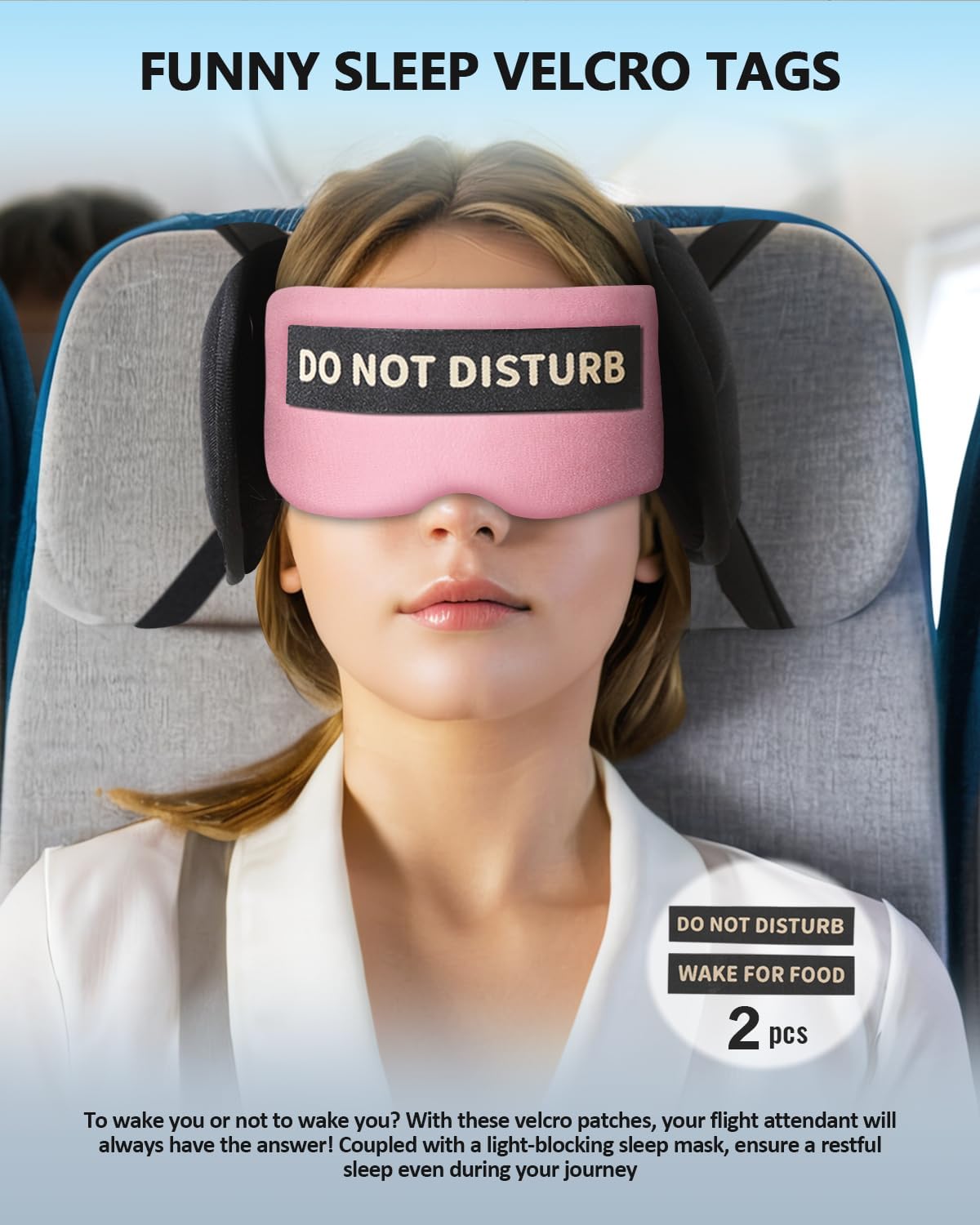 Travel Pillows for Airplanes, Airplane Pillow for Long Flights Sleeping with Eye Mask, 360° Support Plane Head Strap Travel Essentials for Air Travel Sleep Neck Upright, Stop Head Nodding(Pink)