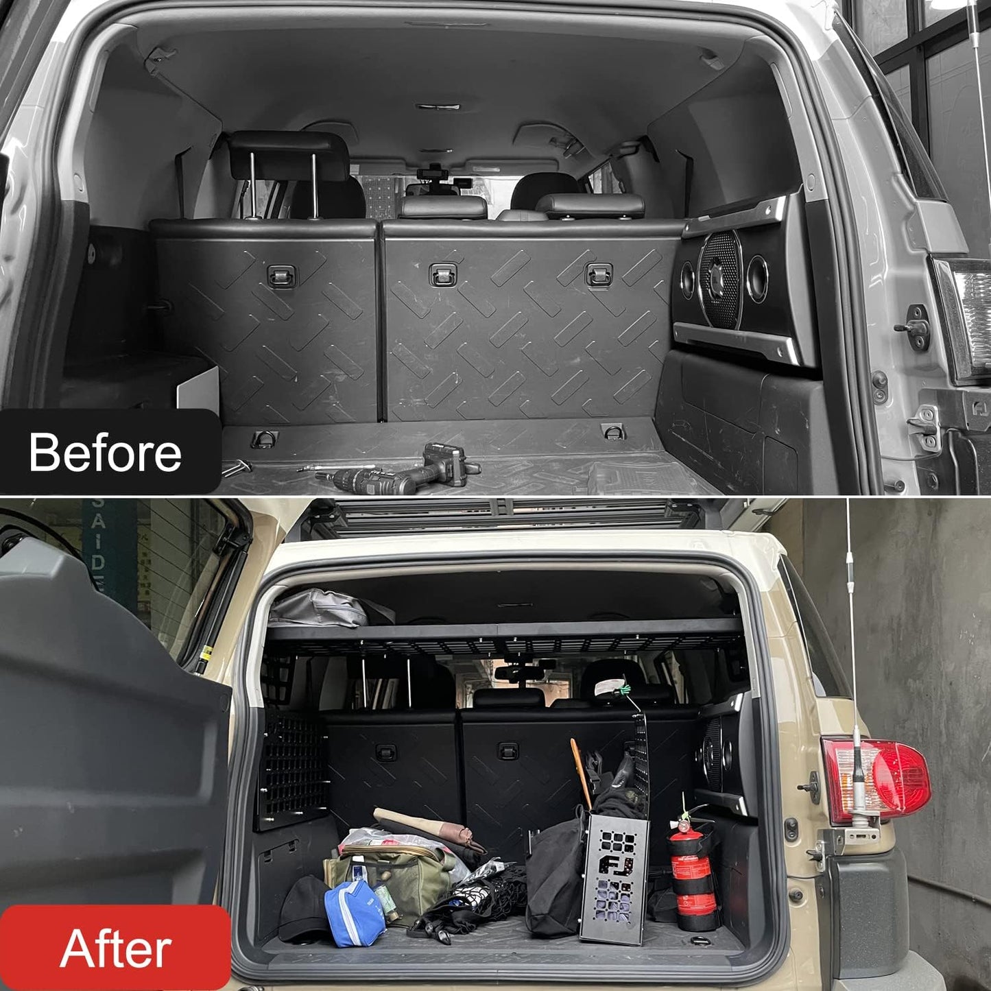 HIGH FLYING for Toyota FJ Cruiser (XJ10) 2007-2014 Car Accessories Modular Storage Molle Panel System Trunk Shelf Interior Luggage Carrier Rack Trunk Organizer (Whole Kit)