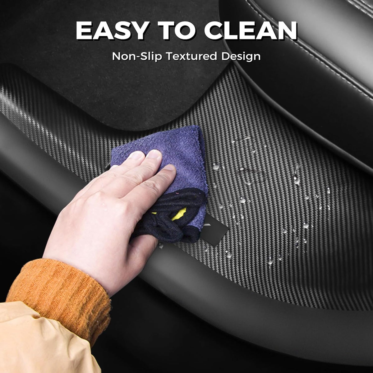 8Pcs Door Sill Protector for Tesla Model Y Juniper 2025 2026 Front and Rear Door Pedal Kick Protection Carbon Fiber Friction Resistant Model Y Juniper Interior Accessories