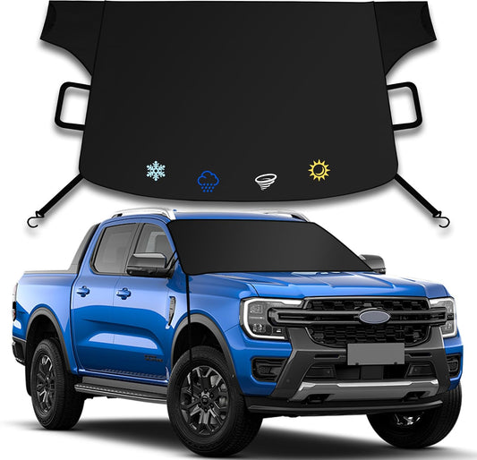Windshield Cover for Ice and Snow,New Upgraded Heavy Duty Windshield Snow Cover,Extra Large Size (75"x45"),Windproof Winter Frost and Deicing Awning Suitable Fzor Cars, Trucks, SUVs