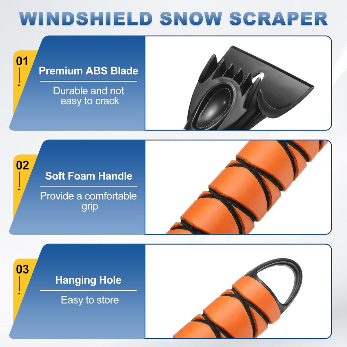 HARFINGTON Ice Scrapers for Car Windshield 12"x4" Window Frost Removal Tool