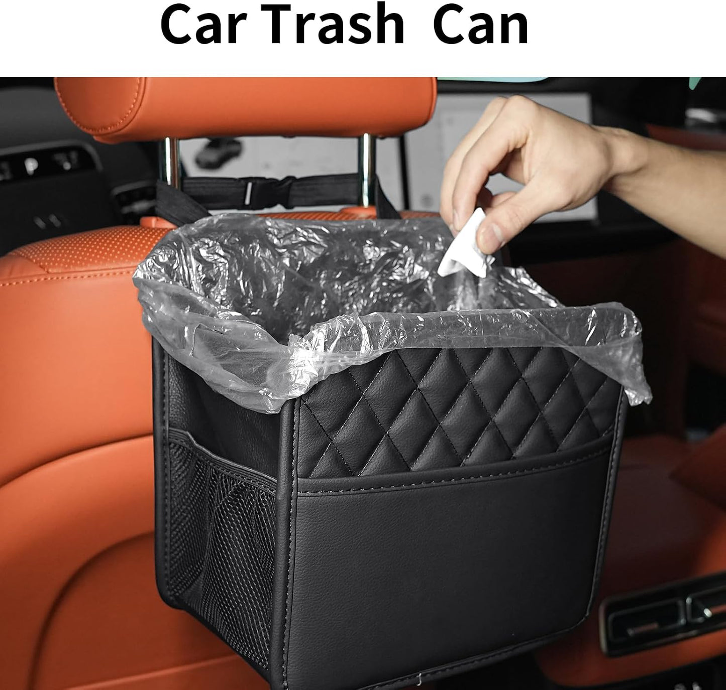 FrgKbTm Car Seat Back Organizer, Waterproof Car Backseat Organizer with Cup Holders Large Capacity Hanging Car Storage Bag for Phones Documents Cups Bottle Travel Compatible with Most Vehicles