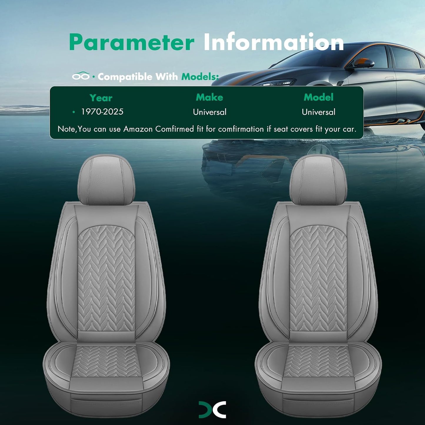 SCITOO 2PCS Car Seat Covers, Waterproof Front Seat Covers Automotive Seat Covers Vehicle Seat Covers Car Seat Protector Seat Cover Set for Cars SUV Pick-up Truck Sedan (2PCS Front, Gray)