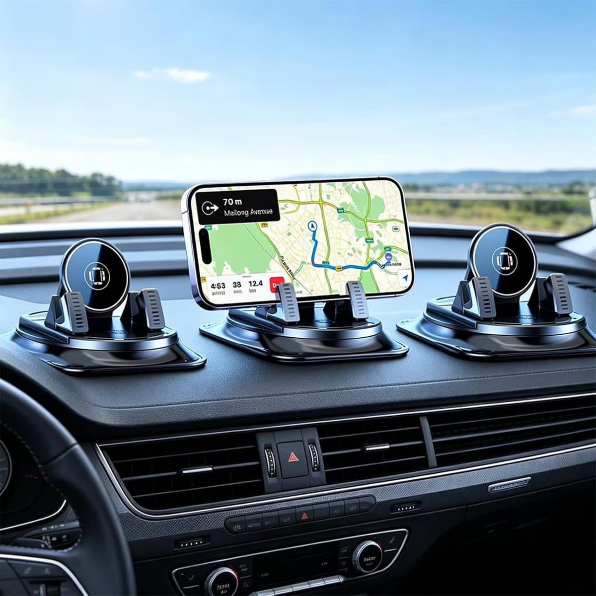 2026 360° Rotatable Car Phone Mount - Adjustable Dashboard Phone Holder, Universal Navigation Stand for Smartphone, Car Interior Accessory (1PC)