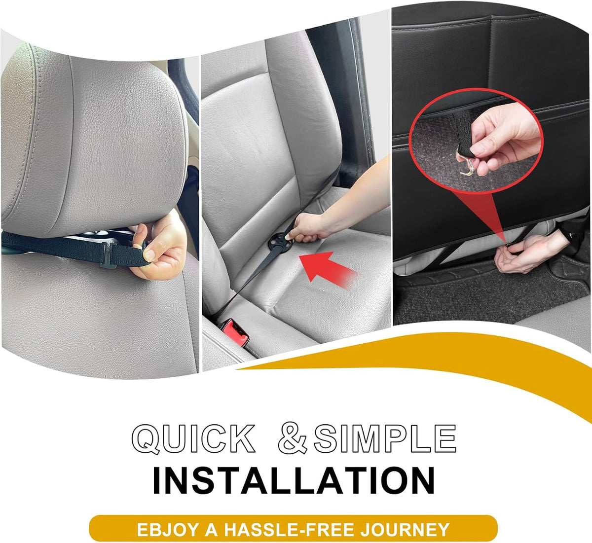 2Pack Seat Back Protectors for Kids, Car Kick Mats for Front Seats, Black