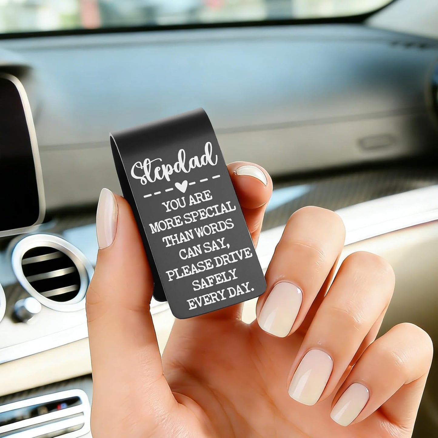 Stepdad Gift Car Visor Clip Safe Driving Reminder, You are More Special Than Words Can Say, Birthday from Family, Inspirational Car Accessory YZY14