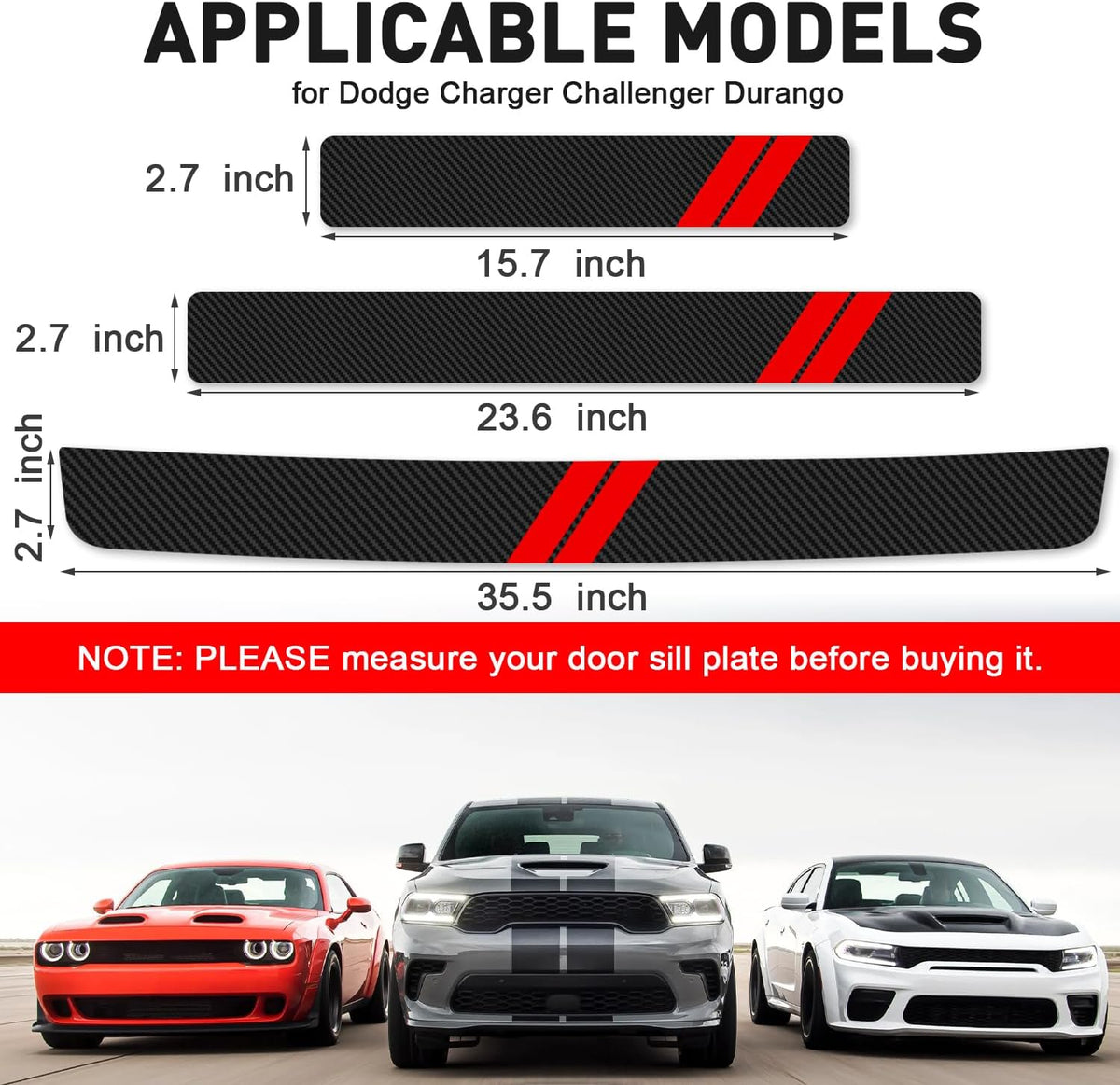 Door Sill Protector for Dodge Durango Challenger Charger Accessories
