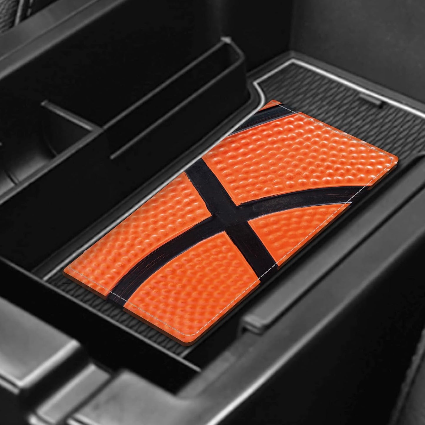 Leather Car Registration and Insurance Card Holder, Cute Car Accessories Vehicle Glove Box Car Organizer for Documents, Cards, License Funny Basketball Skin