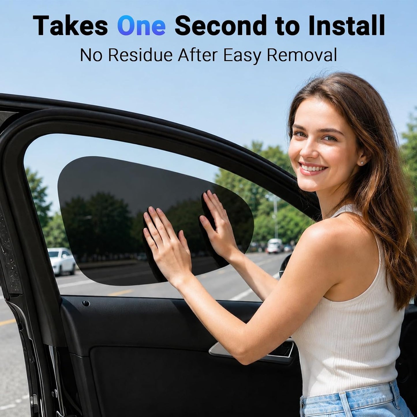 Car Window Shade Static Cling, Roll Windows Down for Driver, 2 Pack | Car Window Covers with 99% UV Block | No Glue No Residue |Driver Protection, Car Shades for Side Windows, Fit for Most Cars