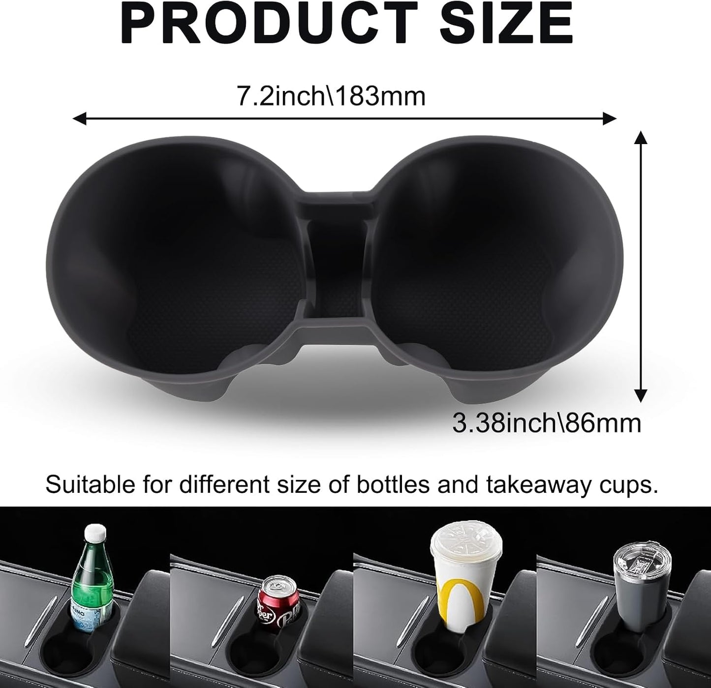 Center Console Cup Holder Coaster for Tesla Model Y Juniper 2025 2026, Water Holder Inserts Mat Pad Interior Decoration 3D Silicone